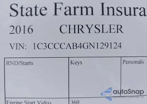 2016 Chrysler 200 Limited from USA, damaged, VIN 1C3CCCAB4GN129124